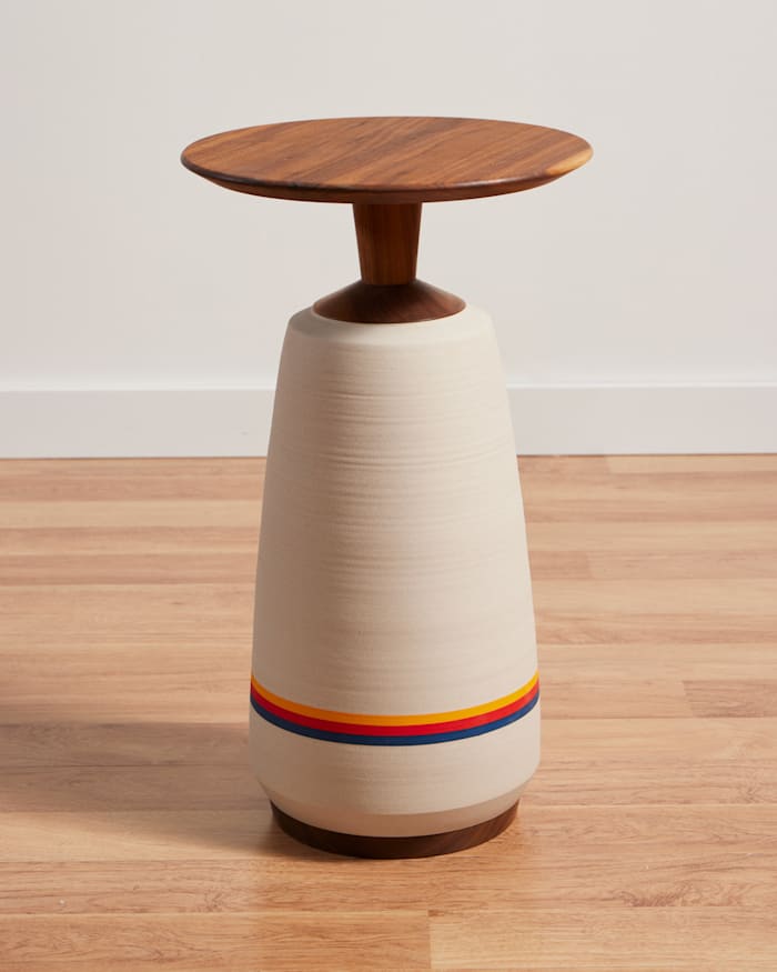 HANDMADE STONEWARE & WOOD COCKTAIL TABLE